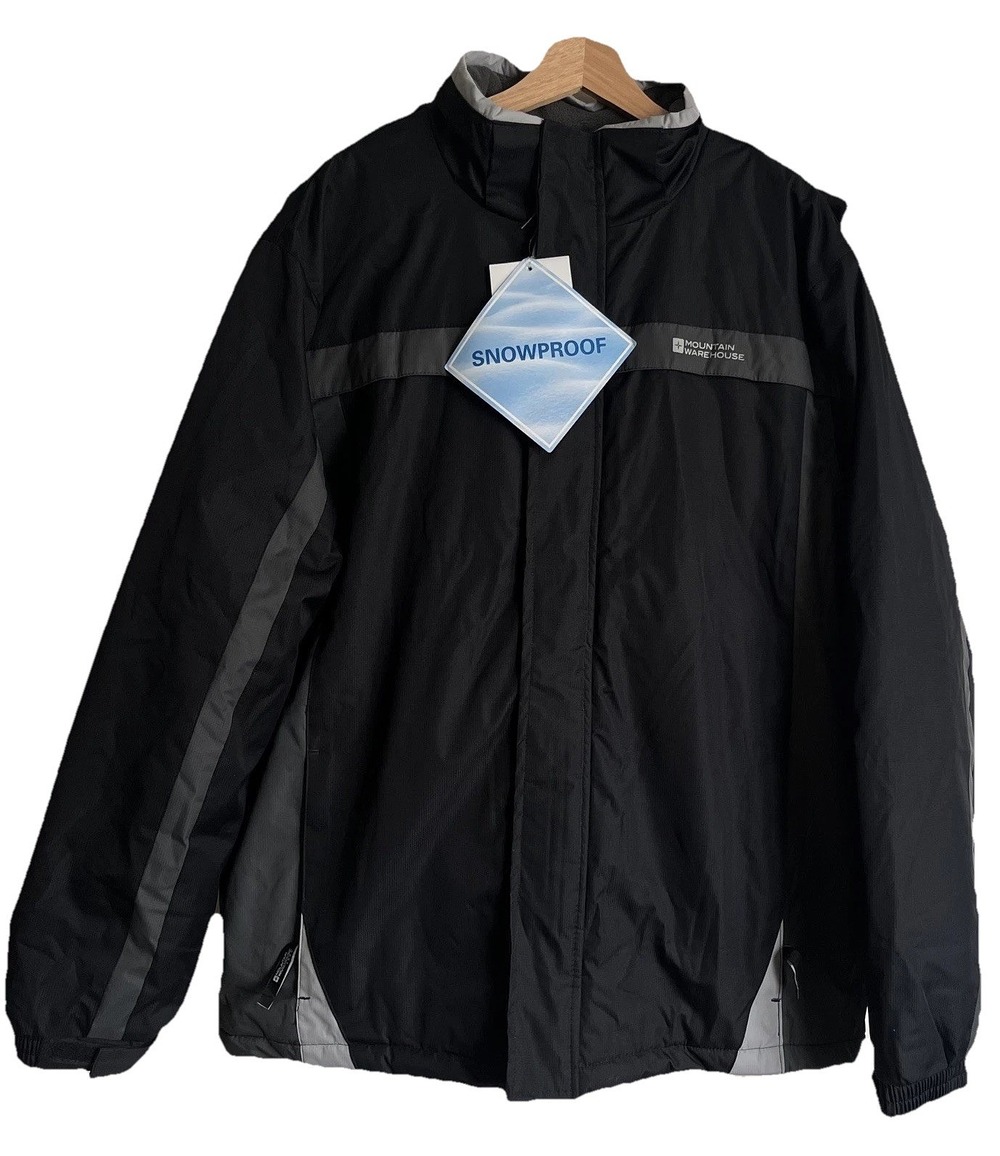 Mountain Warehouse Mens Ski Jacket L Black Gray Dusk III Winter Coat NWT